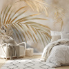 Tapeta zlaté palmové listy na béžovom pozadí