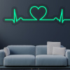 LED neon - Srdce EKG 80x25cm Farba neónu: 12 Ľadovo zelená, Orez neónu: Cut to Shape (výrez do tvaru)