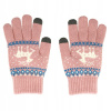Rukavice - Zimné hmatové rukavice svetlo ružové s sobom (Dotknite sa rukavíc pre vodotesný smartphone)