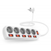 CONNECT IT prodlužovací kabel 230V, 5 zásuvek, 2m, s vypínači, bílá CES-1100-WH