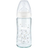 Sklenená dojčenská fľaša NUK FC s kontrolou teploty 240 ml biela