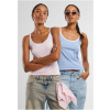 Ladies Contrast Basic Top 2-Pack - powderblue/white+blushedrose/white 5XL