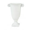 Betónový kvetináč - váza v bielom farebnom prevedení na stopke s dekorovanými úchopmi 13 x 20 x 18 cm 39865