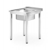 Stůl s umyvadlem s 1 mísou - šroubovaný, hloubka 600 mm, HENDI, Kitchen Line, 1000x600x(H)850mm
