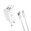 Sturdo Sturdo sieťová nabíjačka 2,1A 2xUSB + Micro USB kábel, Biely NSI-0087-STU-MICRO