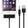 AppleMix Synchronizačný, nabíjací a 3,5 mm audio kábel AUX pre Apple iPhone 6 Plus / 6S Plus - čierny - 1 m