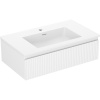 Mexen Rivel kúpeľňová skrinka 80 cm s umývadlom Otis, 1 zásuvka, ryhovaná, biela matná - 91A20-08023-1-BF01-W18M01