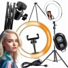 Prstencová kruhová LED lampa so statívom na líčenie 220 cm 3 farby + diaľkové ovládanie