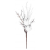Vetvička MagicHome Vianoce, s bobuľkami a jabĺčkami, biela, 32 cm