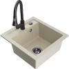 Mexen Vito kuchynský drez 1-komorový s kuchynskou batériou Elia, béžový - 6503-69-670101-70