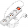 Predlžovací kábel AlzaPower predlžovací prívod 230V 4 zásuvky 3m s vypínačom biely (APW-LV-A30D1W)