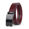 Kožený opasok s automatickou prackou BLACK GLASS - Bordová