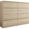 Mobene Moderná komoda 140 x 40 x 98 cm, matný dub sonoma (Moderná komoda 140 cm SKRIŇA S 8 ZÁSUVKAMI Sonoma PL)