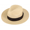Fiebig - Headwear since 1903 Letný béžový slamený klobúk Fedora - ručne pletený - s hnedou stuhou - Panamský golfový klobúk Veľkosť: 55 cm (S)