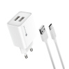 Sturdo Sturdo sieťová nabíjačka 2,1A 2xUSB + Type-C kábel, Biely NSI-0088-STU-TYPEC