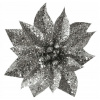 Kvet MagicHome Vianoce GlitterPoinsettia so štipcom strieborný veľkosť kvetu: 9 cm dĺžka kvetu: 8 cm 6 ks