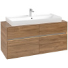 VILLEROY & BOCH Collaro závesná skrinka pod umývadlo na dosku (umývadlo v strede), 4 zásuvky, s LED osvetlením, 1200 x 500 x 548 mm, Oak Kansas, C091B0RH
