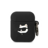 AppleMix Puzdro KARL LAGERFELD 3D logo pre Apple AirPods - silikónové - NFT head Choupette - čierne