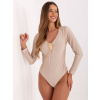 Béžové dámske viskózové body s dlhým rukávom a zlatou brošňou IT-BO-21620.94-beige ONE SIZE