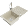 Mexen Pablo, granitový drez 752x436x161 mm, 1-komorový a chrómová batéria Rita, béžová, 6510-69-670300-00