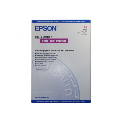Epson Photo Quality InkJet Paper, foto papier, matný, biely, A3, 105 g/m2, 720dpi, 100 ks, C13S041068, atramentový