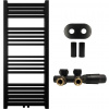 CERANO - Kúpeľňový radiátorový set Franko - ústredné vykurovanie - stredové pripojenie 50 mm - 392W - čierna matná - 1200x500 mm