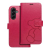 MEZZO Book flip pouzdro Samsung A26 5G - teddy bear magenta (Flipové pouzdro MEZZO Book pro Samsung Galaxy A26 5G - teddy bear magenta s lisovaným vzorem, poutkem a magnetickým zavíráním)