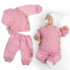 Rastúci pletený svetrík a nohavice s vreckom Hand Made 2D, Nature - ružová, 68/74 Baby Nellys 8596309446745