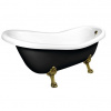 Polysan Retro Voľne stojaca vaňa 169x75x72 cm, nohy bronz, čierna/biela 72969