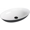 Polysan BANERA OVAL umyvadlo na desku, litý mramor, 60x40cm, bílá/antracit mat