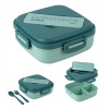 Raňajkový Box Kite zelený s priehradkami 1100 ml s príborom