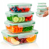 Sklenené nádoby na potraviny na uskladnenie, hermetické obedové boxy 4x