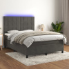 vidaXL Posteľ boxsping s matracom a LED tmavosivá 140x190 cm zamat - Sivá - 166176-100539