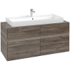 VILLEROY & BOCH Collaro závesná skrinka pod umývadlo na dosku (umývadlo v strede), 4 zásuvky, s LED osvetlením, 1200 x 500 x 548 mm, Stone Oak, C091B0RK