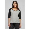 Ladies 3/4 Contrast Raglan Tee - gry/blk XS