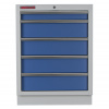 Celokovová dielenská skrinka PROFI BLUE s 5-timi šuplíkmi 680x458x910 mm - MTGC1305