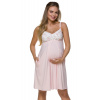 Dámska tehotenská nočná košeľa 3122 Light Pink with White - LupoLine S-36 světle růžová