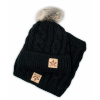 Baby Nellys Zimná pletená čiapka s brmbolcom komín čierna