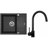 Set Sinks G1574XC (dřez Linea 600 XC Metalblack 74 + baterie Vitalia Černá matná)