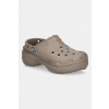 Šľapky Crocs Classic Platform Lined Clog dámske, hnedá farba, na platforme, 207938.197