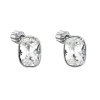 Strieborné náušnice pecka s kryštálmi Swarovski biely obdĺžnik 31279.1