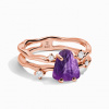 Royal Fashion prsteň Pozitíva 18k ružové zlato Vermeil s drahokamom ametystom a bielymi zafírmi SKA-R006-ROSEGOLD-AMETHYST Velikost prstenu: 7 (EU: 54-56)