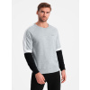 Ombre Tri-color men's sweatshirt with raglan sleeves - gray šedá L Ombre 5902228962960
