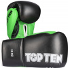 TOP TEN Boxing Gloves “Profi” Farba: Black - Green, Váha rukavíc: 16 oz, Strih: Without Label