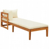 Sun Lounger Vidaxl White Wood (Vidaxl Deckchair s 1 opornou, krémové vankúše)