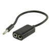 VALUELINE JACK stereo káblová redukcia 4-pólová, JACK 3,5mm konektor - 2x JACK 3,5mm zdierka 20cm, plastová, čierna VLMP22100B0_20