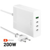 Adapter - Nabíjacia stanica FIXED GaN Adapter s 3xUSB-C a výstupom USB podpora PD 3.0 200 W biely