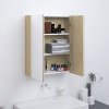 Kúpeľňová zrkadlová skrinka 60x15x75 cm MDF biela a dubová-ForU-331530