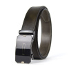 Kožený opasok s automatickou prackou BLACK GLASS - Olivová