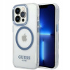 Guess iPhone 14 Pro Metal Outline Magsafe modré
